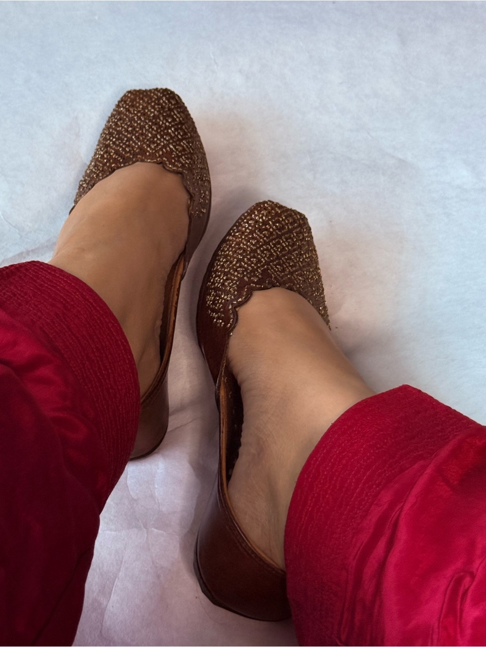 Woven Metallic Brown Women’s Ballet Flats